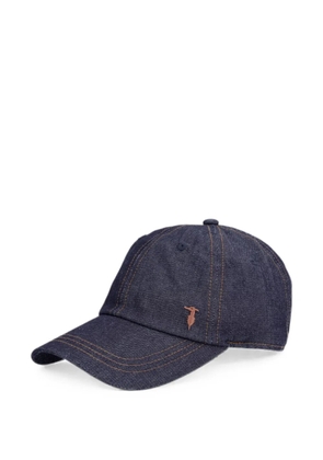 Trussardi embroidered-logo denim cap - Blue