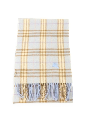 Burberry Pre-Owned check-pattern fringed scarf - Blue