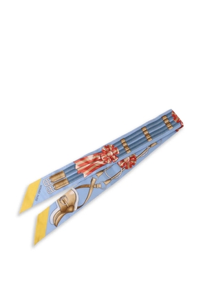 Hermès Pre-Owned Twilly equestrian-print scarf - Blue
