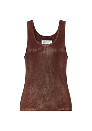 Maison Margiela foiled ribbed tank top - Brown