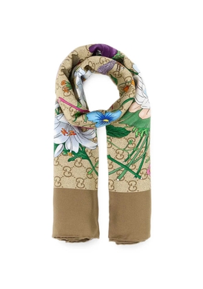Gucci flora-print silk scarf - Neutrals