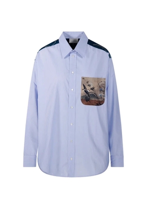 Pierre-Louis Mascia Alorhi graphic-print panelled shirt - Blue