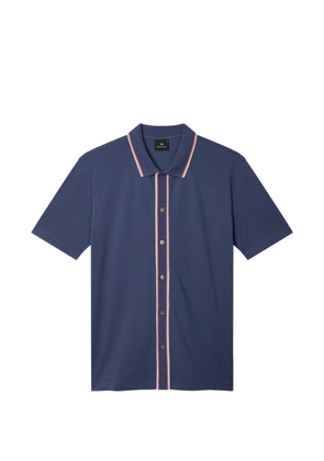 Paul Smith stripe-trim button-through polo shirt - Blue