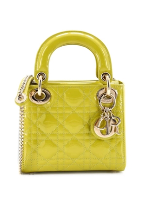Christian Dior Pre-Owned Lady Dior Chain Bag Cannage Quilt Patent Mini satchel - Yellow