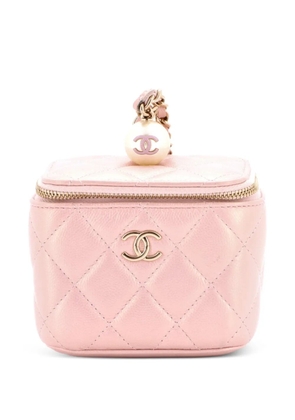 CHANEL Pre-Owned Classic Pearl Vanity Case with Chain Quilted Caviar Mini clutch bag - Pink