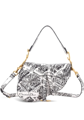 Christian Dior Pre-Owned Saddle Handbag with Strap Printed Leather Medium shoulder bag - Black