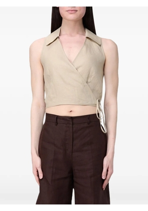 Colmar cropped wrap-style top - Neutrals