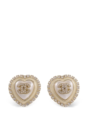 CHANEL Pre-Owned CC heart earrings - Gold