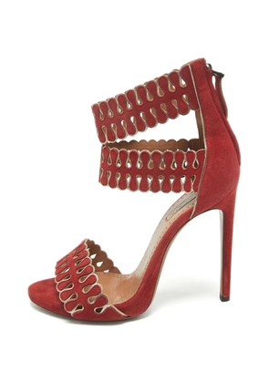 Alaïa Pre-Owned scalloped laser-cut ankle strap sandals - Red