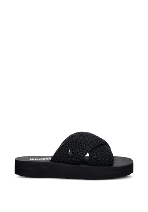 Love Moschino woven crossover sandals - Black