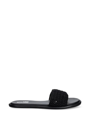 Love Moschino woven heart-plaque slides - Black