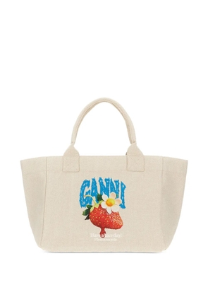 GANNI cotton tote bag - Neutrals