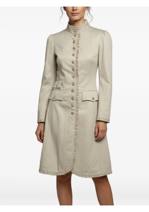 Dolce & Gabbana Pre-Owned ruffle-trim trench coat - Neutrals