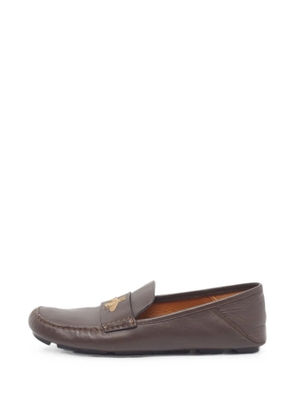 Gucci Pre-Owned Bee-embroidered moc-toe loafers - Brown