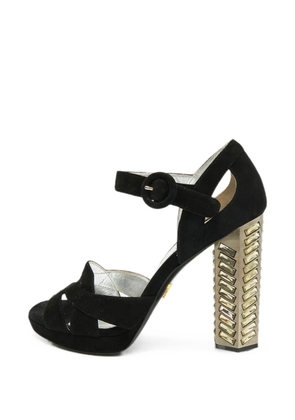 Prada Pre-Owned suede crystal-embellished heeled sandals - Black