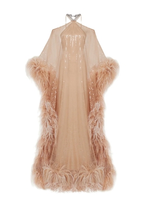 Taller Marmo Sza Sza sequin feather maxi dress - Neutrals