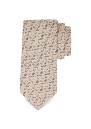 Ferragamo dogs-print silk tie - Neutrals