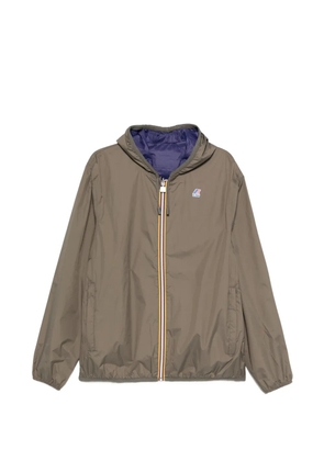 K-Way logo-patch hooded jacket - Brown