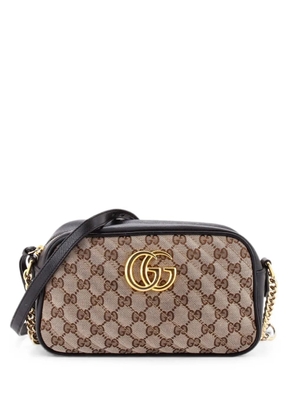 Gucci Pre-Owned GG Marmont Shoulder Bag Diagonal Quilted GG Canvas with Leather Small crossbody bag - Black