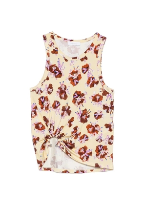 Rabanne floral-pattern ring-detail top - Neutrals