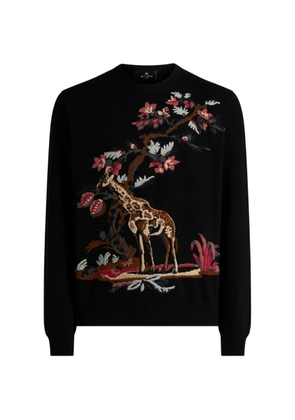 ETRO wool and cashmere-blend jacquard sweater with giraffe motif - Black
