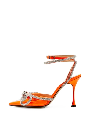 MACH & MACH Double Bow crystal-embellished pumps - Orange