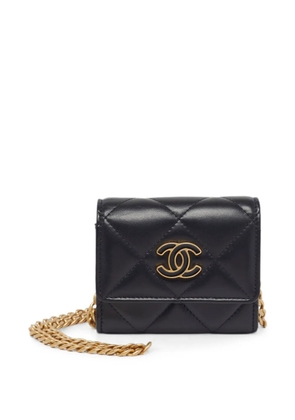 CHANEL Pre-Owned 2021 quilted CC turn-lock wallet on chain - Black