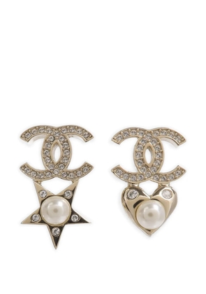CHANEL Pre-Owned interlocking-CC heart star earrings - Gold