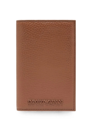Emporio Armani tumbled-leather bi-fold card holder - Brown