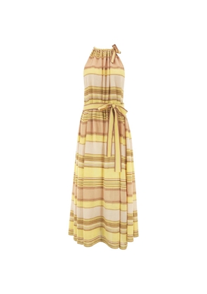 ZIMMERMANN Indra stripe-pattern halterneck midi dress - Yellow