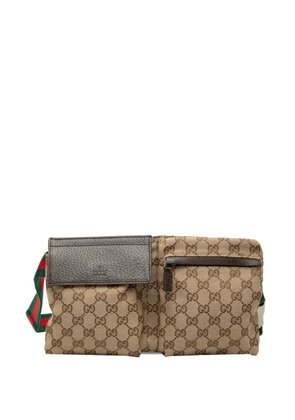 Gucci Pre-Owned 2000-2015 GG Canvas Web Double Pocket belt bag - Neutrals