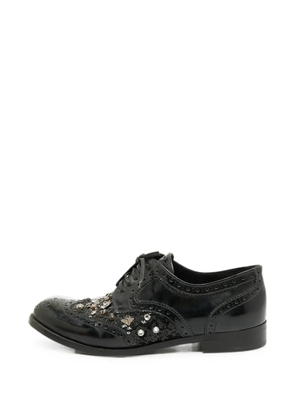 Dolce & Gabbana Pre-Owned sequin-embellished studded Derby shoes - Black