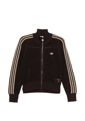 adidas stripe-detail zip-up cardigan - Brown