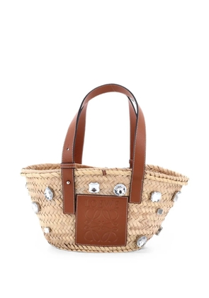 Loewe Pre-Owned Basket Crystal Embellished Raffia Small tote bag - Brown