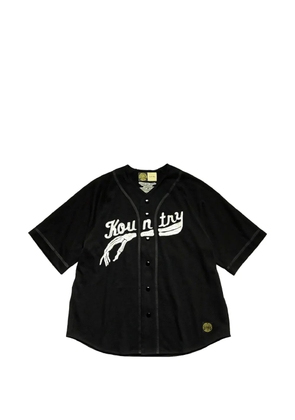 KAPITAL Bones-embroidered oversized baseball jersey shirt - Black