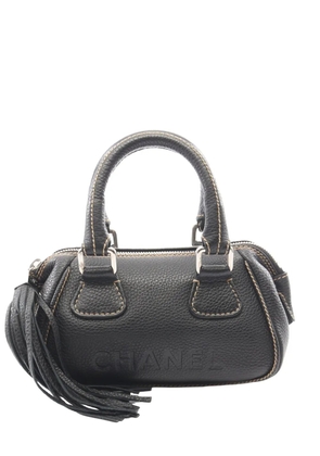 CHANEL Pre-Owned 2003-2004 Grained Calfskin Tassel LAX Bowler Bag handbag - Black