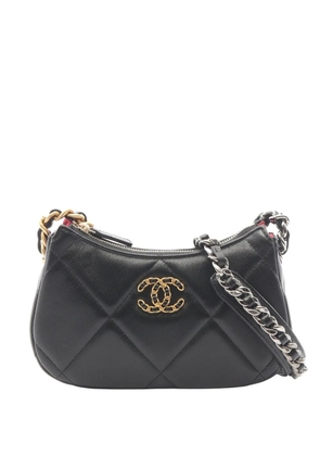 CHANEL Pre-Owned 2021-2026 Small Lambskin 19 Chain Hobo crossbody bag - Black