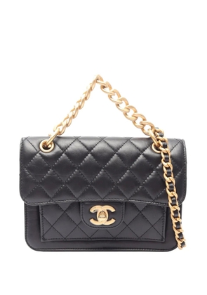 CHANEL Pre-Owned 2021-2026 Mini Quilted Aged Calfskin Double You Flap satchel - Black