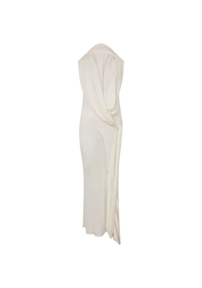 Alberta Ferretti draped hooded maxi dress - White