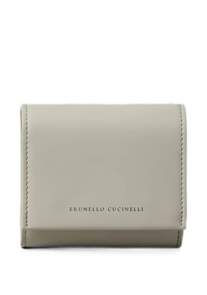 Brunello Cucinelli logo-print leather shoulder bag - Grey