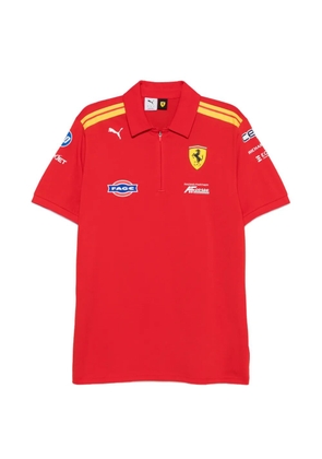 PUMA x Ferrari logo-patch zip-fastening polo shirt - Red