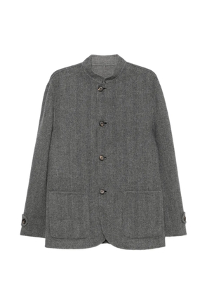 Eleventy herringbone-pattern high-neck coat - Grey
