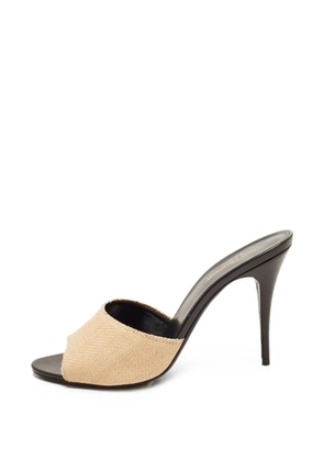 Saint Laurent Pre-Owned LA 16 raffia slide sandals - Neutrals