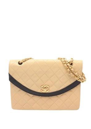 CHANEL Pre-Owned 1984-1986 Quilted Lambskin Half Moon Flap crossbody bag - Neutrals