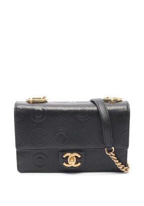 CHANEL Pre-Owned 2019 Small Square Calfskin Coco Embossed Flap crossbody bag - Black