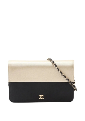 CHANEL Pre-Owned 2016-2017 CC Caviar and Canvas Wallet on Chain crossbody bag - Black