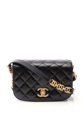 CHANEL Pre-Owned 2021-2026 Mini Quilted Shiny Calfskin Messenger Bag crossbody bag - Black