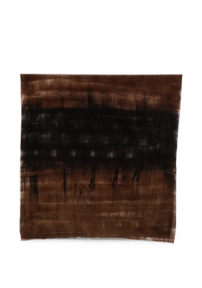 Avant Toi abstract-print frayed scarf - Brown