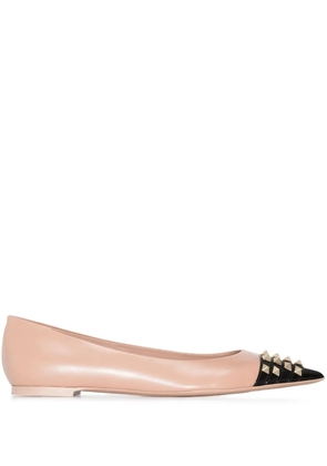 Valentino Garavani Rockstud leather ballet pumps - Neutrals