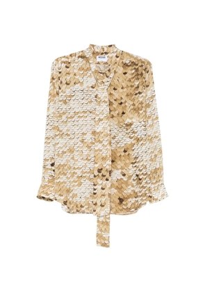 Moschino print-detail pussy-bow shirt - Neutrals